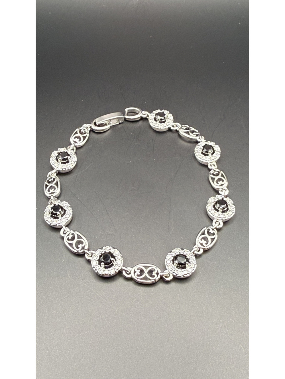 candy+clover elite 14k black halo crystal white gold plated bracelet
